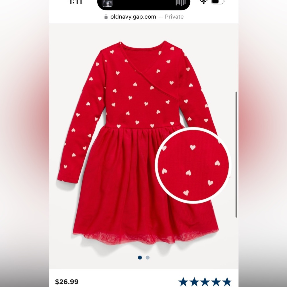 Red dress with hearts